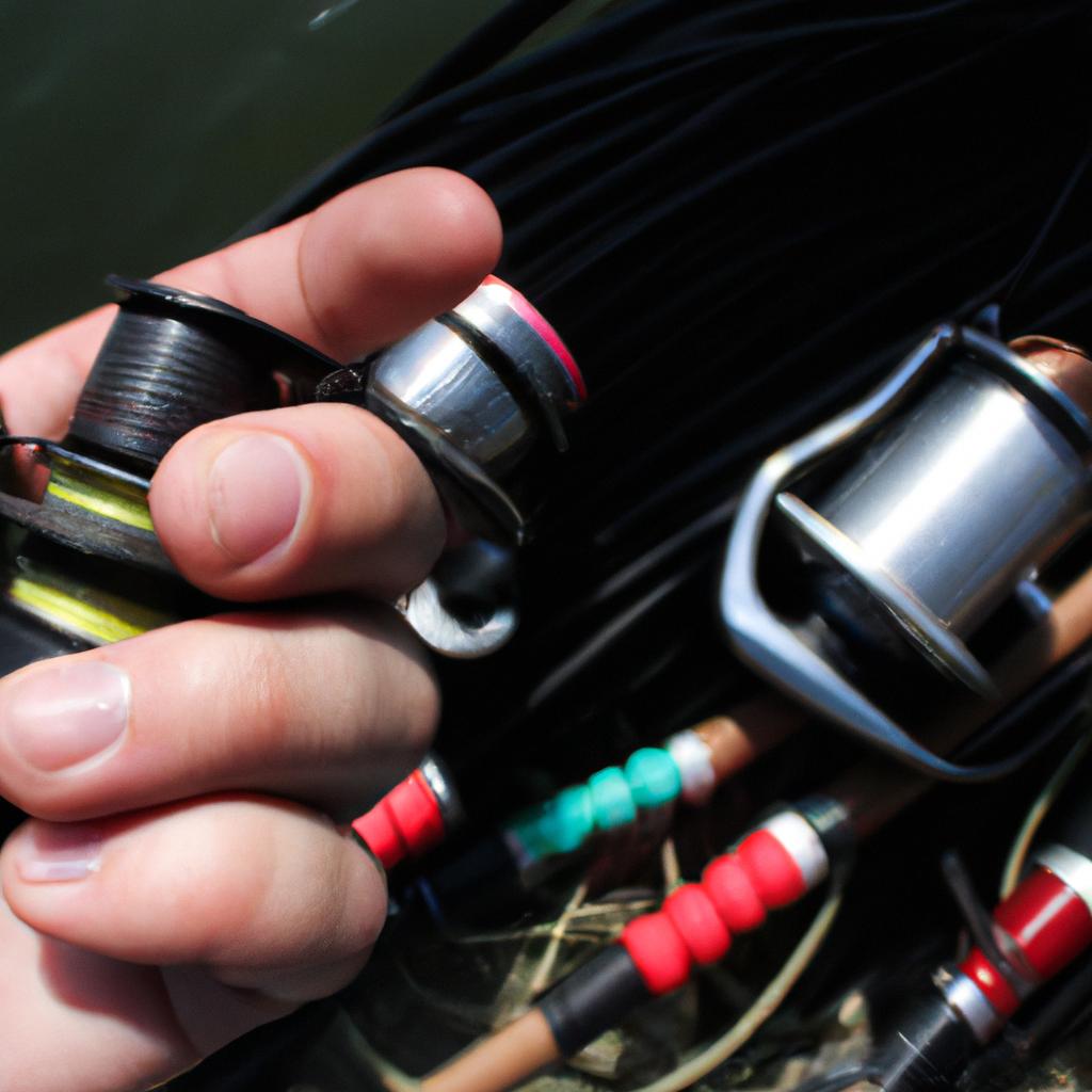 Person holding different fishing lines